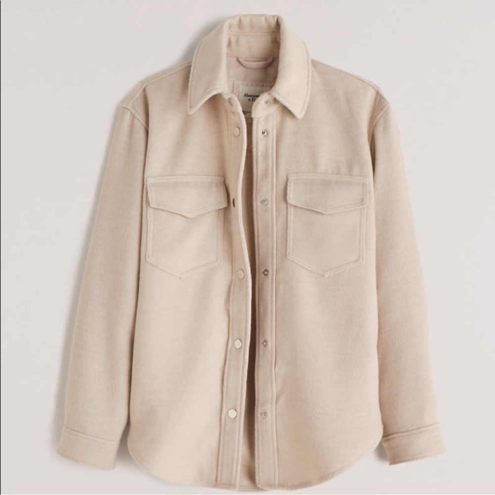 Abercrombie & Fitch Shirt Jacket (Cream) - XXS